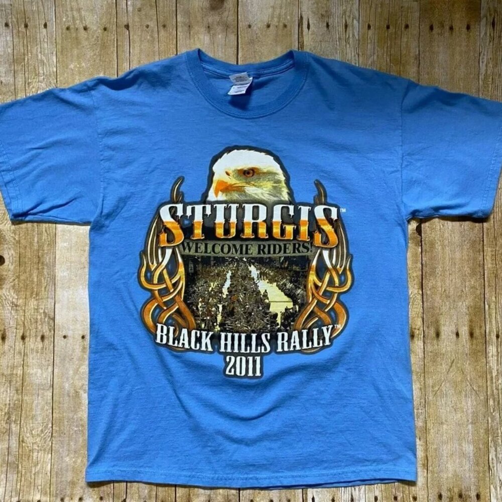 Sturgis Shirt Adult Men Large L Blue Black Hills Rally 2011 Blue Cotton Bikers